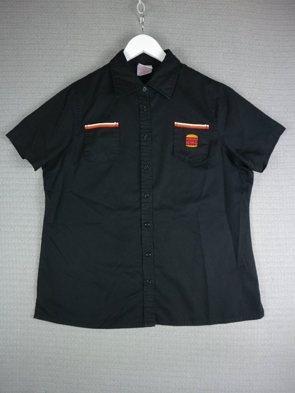 Burger King Polo Shirt Adult Womens L Black Short Sleeve Logo Employee Uniform
